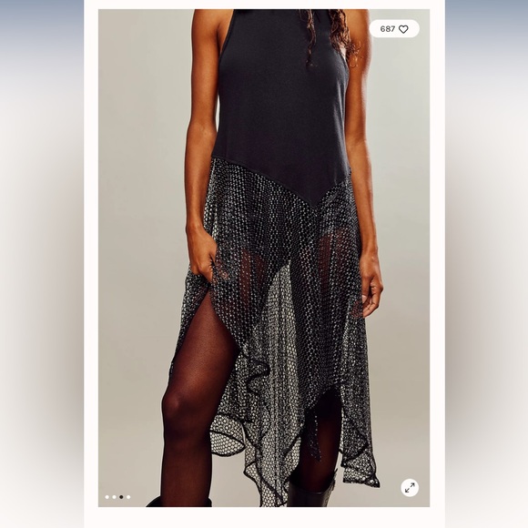 Free People Another Galaxy Racer Back Tee Maxi Top L - Picture 3 of 7